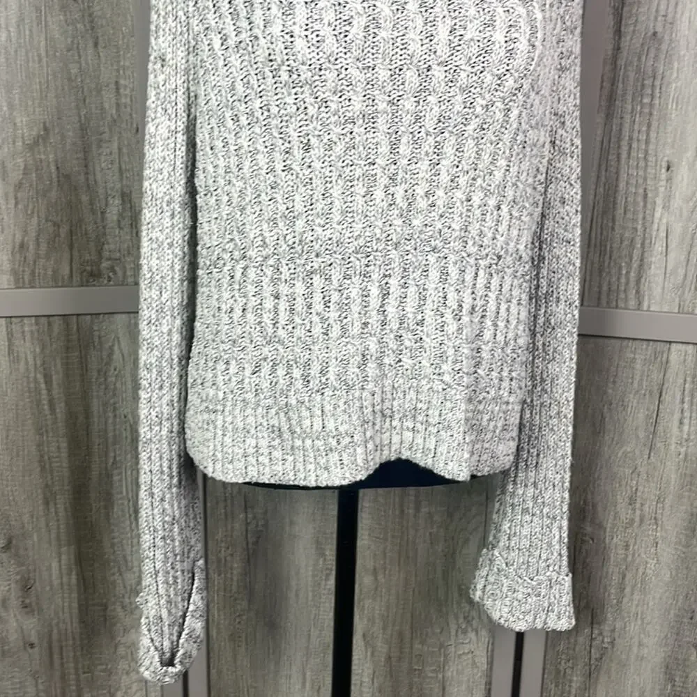 Free People Marled Ivory Twisted Cable Cropped Turtleneck Sweater women's L